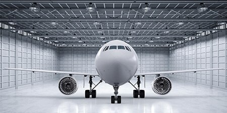 Airplane in hanger
