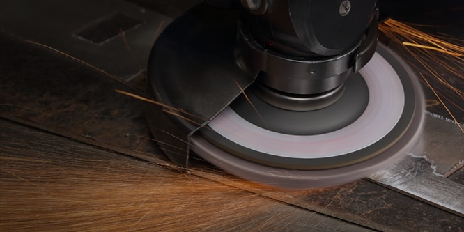 Blending application on metal substrate to grind & refine a weld. 
