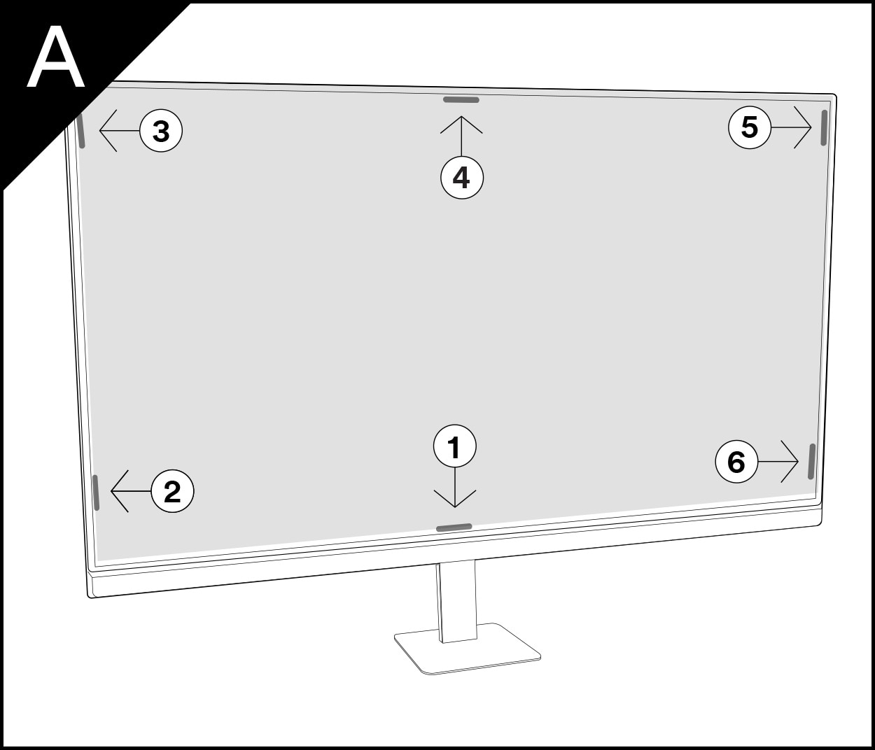 Illustration of attachment strips on a privacy filter for laptops