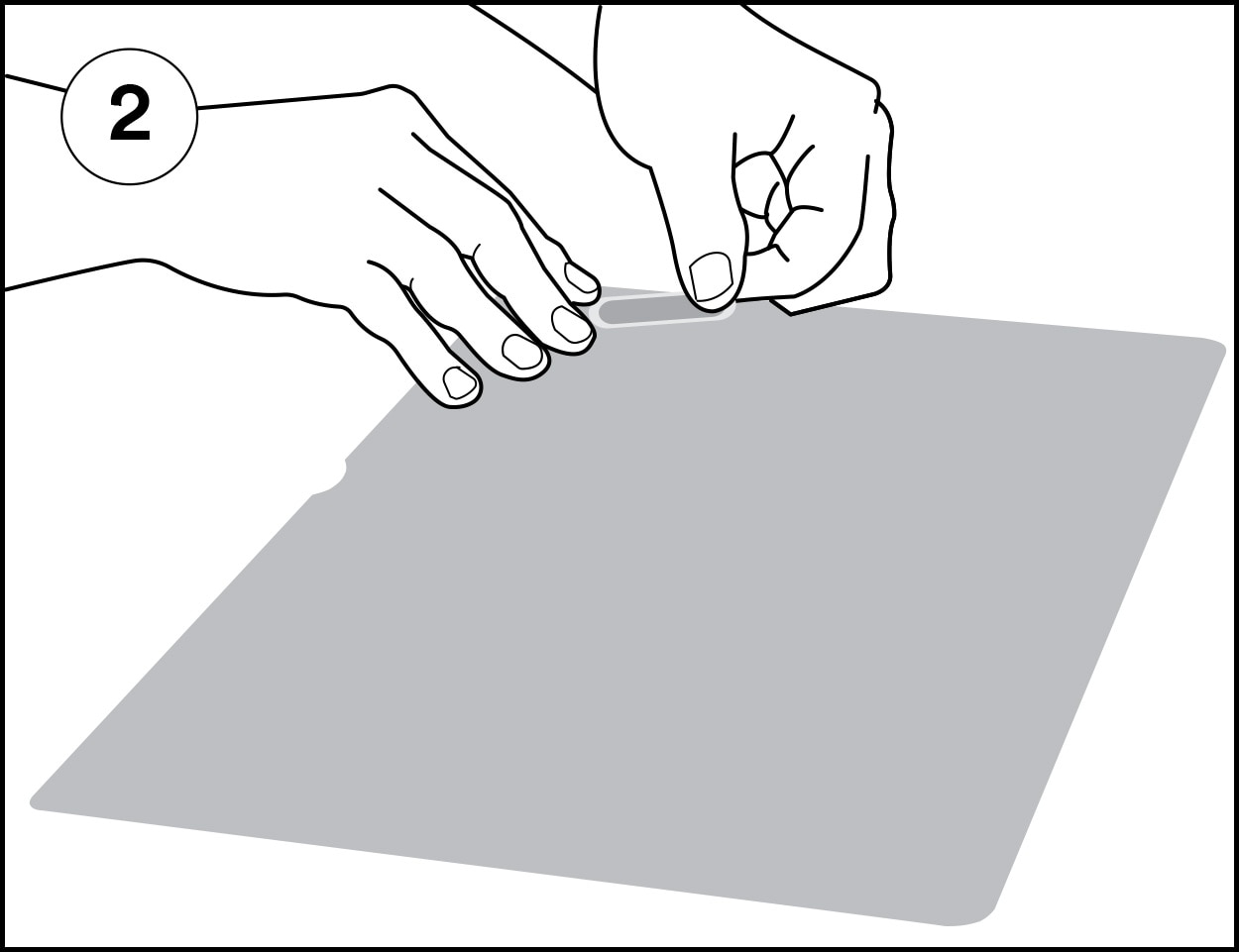 Illustration of attachment strip lining up to edge of privacy filter