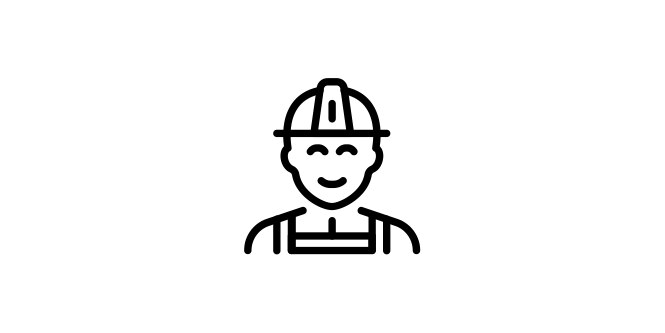 icon drawing of person wearing a hard hat
