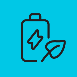 Recycling battery with a leaf icon