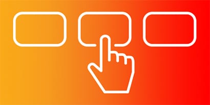 Orange-red gradient banner and white selection icon
