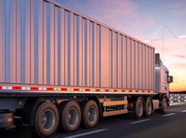 Semi truck commercial vehicle on a highway